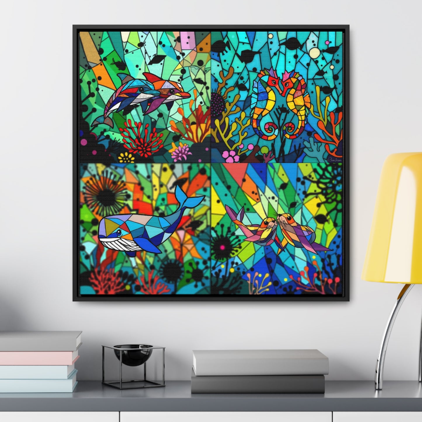 Combo sealife Gallery Canvas Wraps, Square Frame