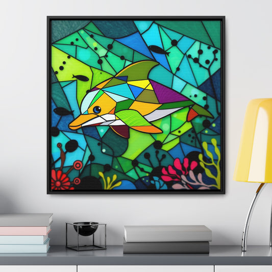 Dolphin 2 Gallery Canvas Wraps, Square Frame