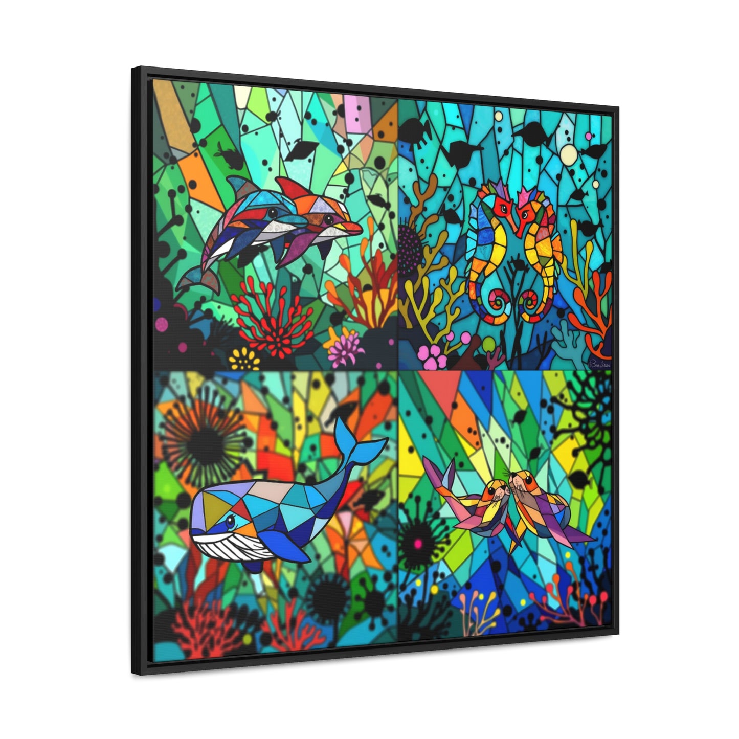 Combo sealife Gallery Canvas Wraps, Square Frame