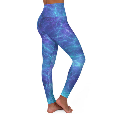 Blue Lightning High Waisted Yoga Leggings (AOP)