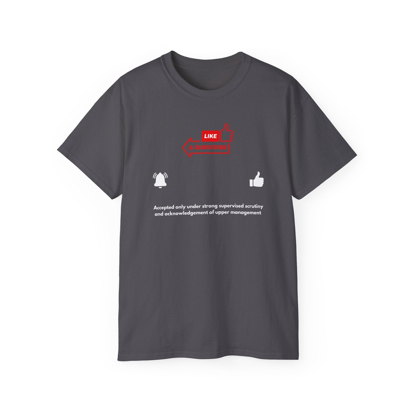 Funny Unisex Tee - "Like and subscribe" Dark theme