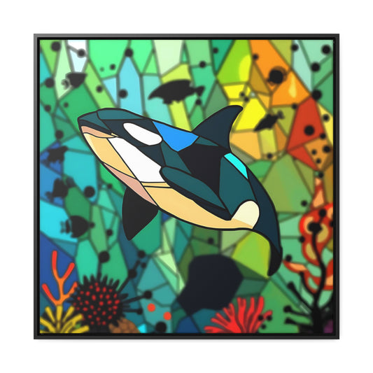 Whale 1 Gallery Canvas Wraps, Square Frame