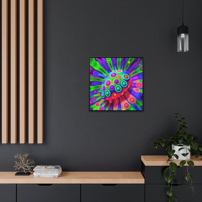 UFO Slug Canvas Wrap Wall Art - AI-Generated Square Frame Print, Walnut and Black Options