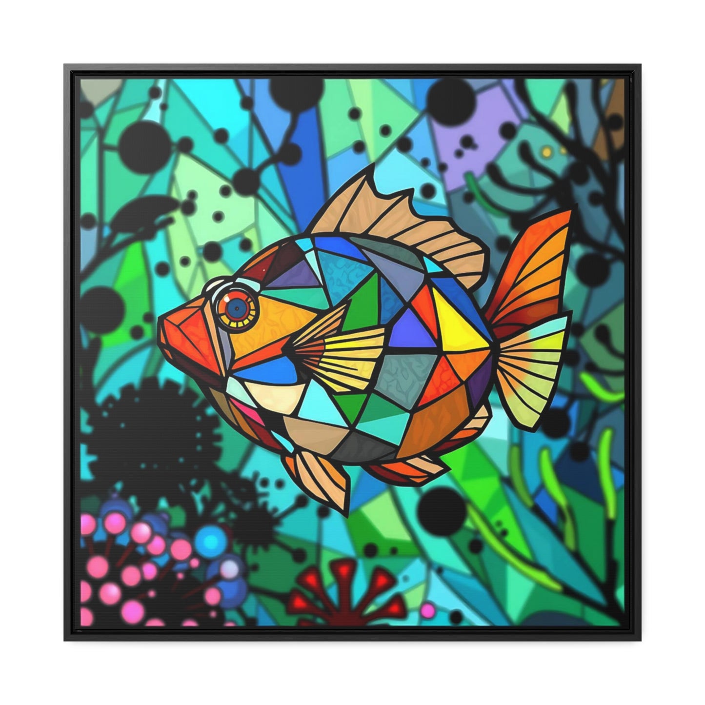 T Fish 4 Gallery Canvas Wraps, Square Frame