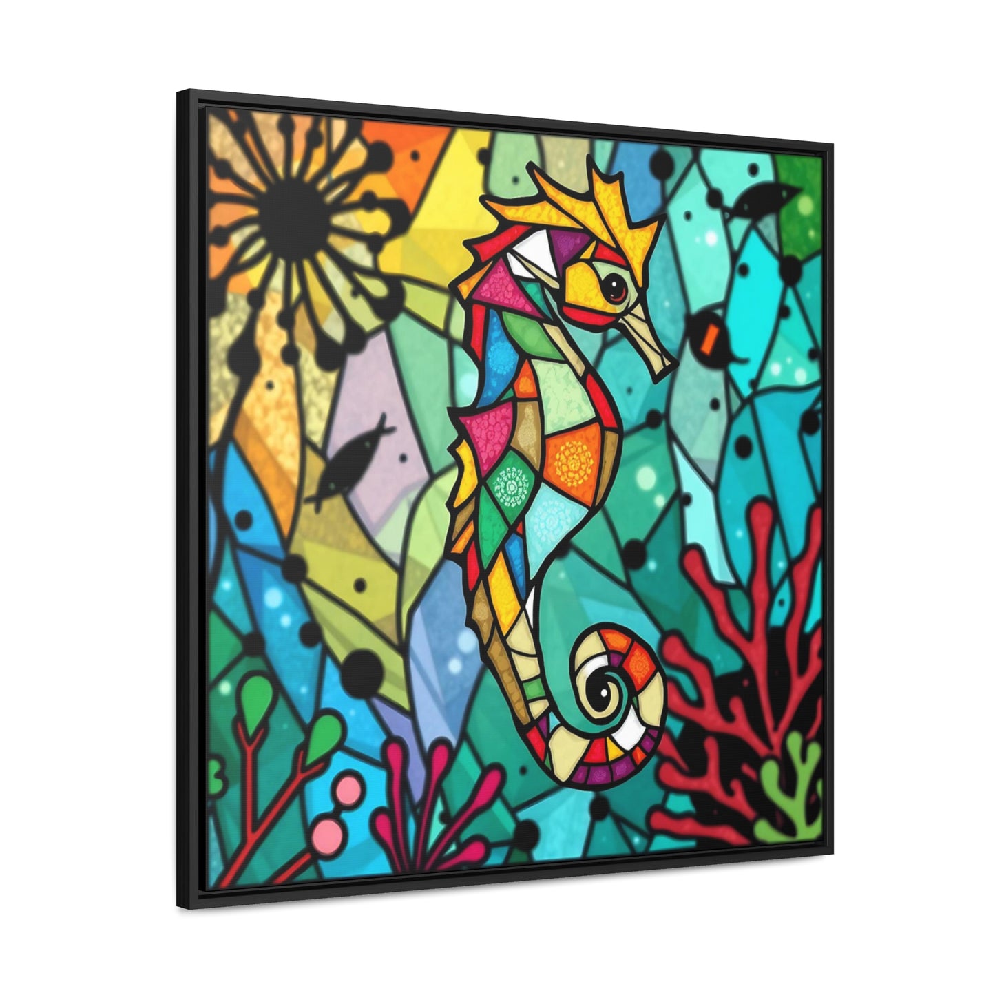 Aqua Equine Gallery Canvas Wraps, Square Frame