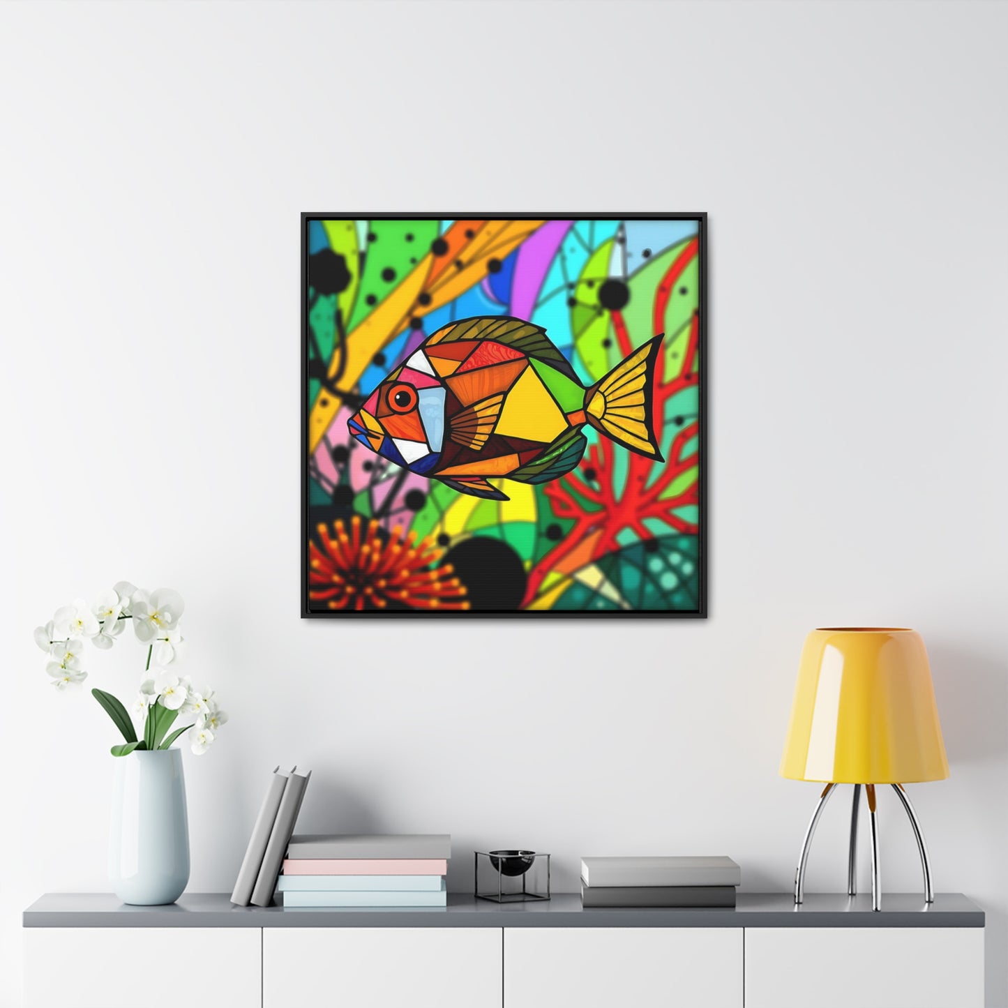 T Fish 5 Gallery Canvas Wraps, Square Frame