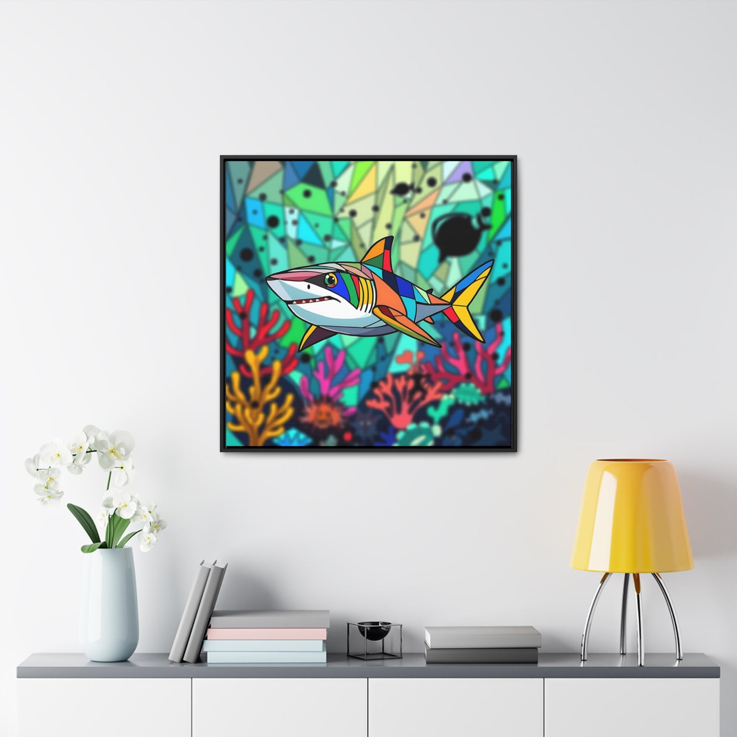 Shark Gallery Canvas Wraps, Square Frame