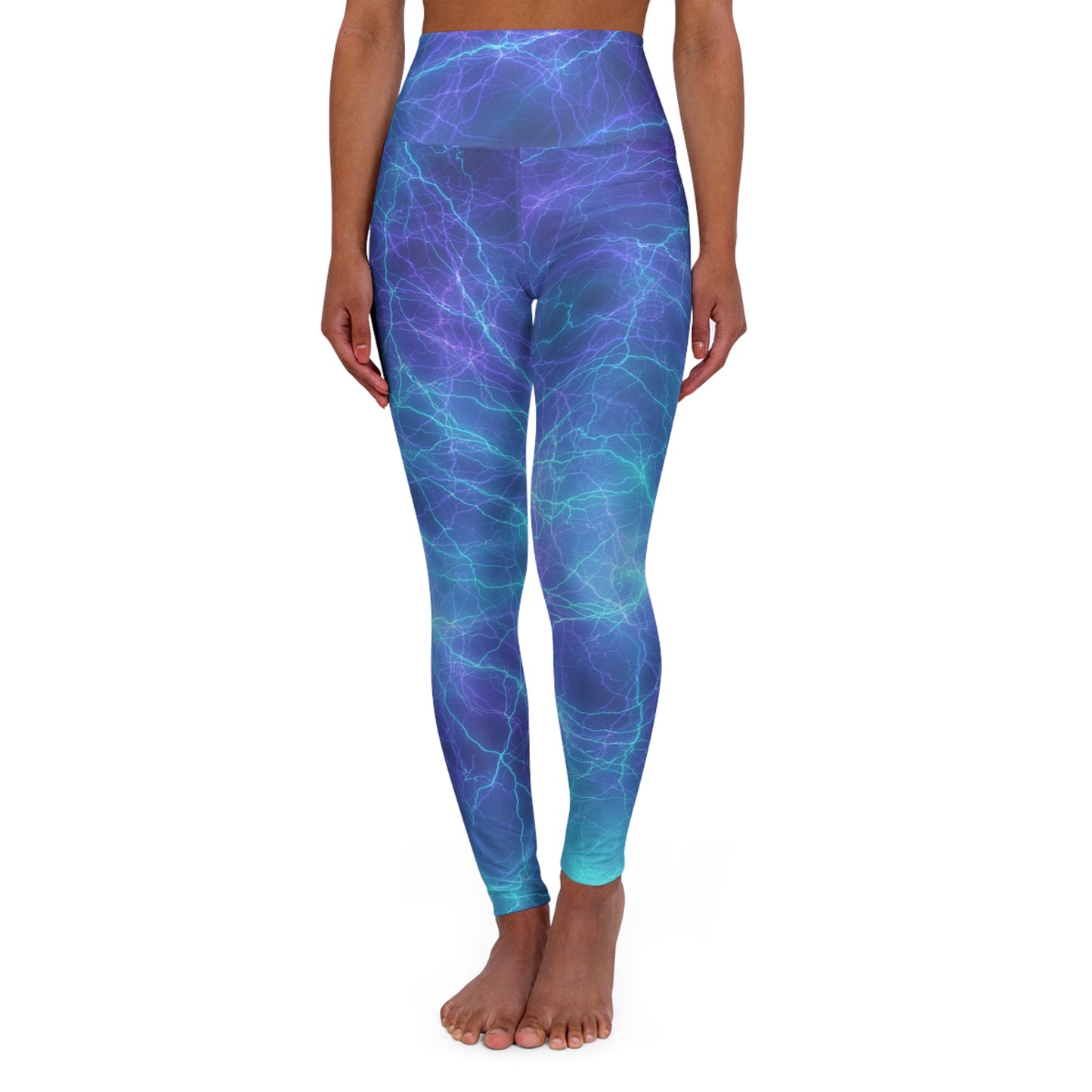 Blue Lightning High Waisted Yoga Leggings (AOP)