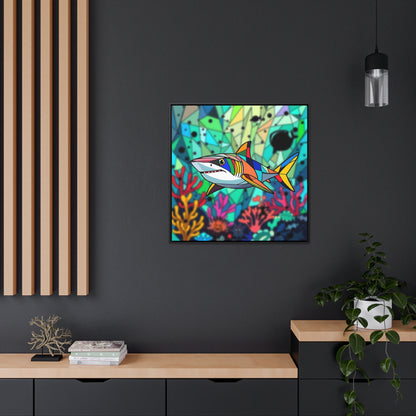 Shark Gallery Canvas Wraps, Square Frame