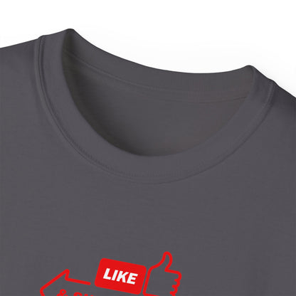 Funny Unisex Tee - "Like and subscribe" Dark theme