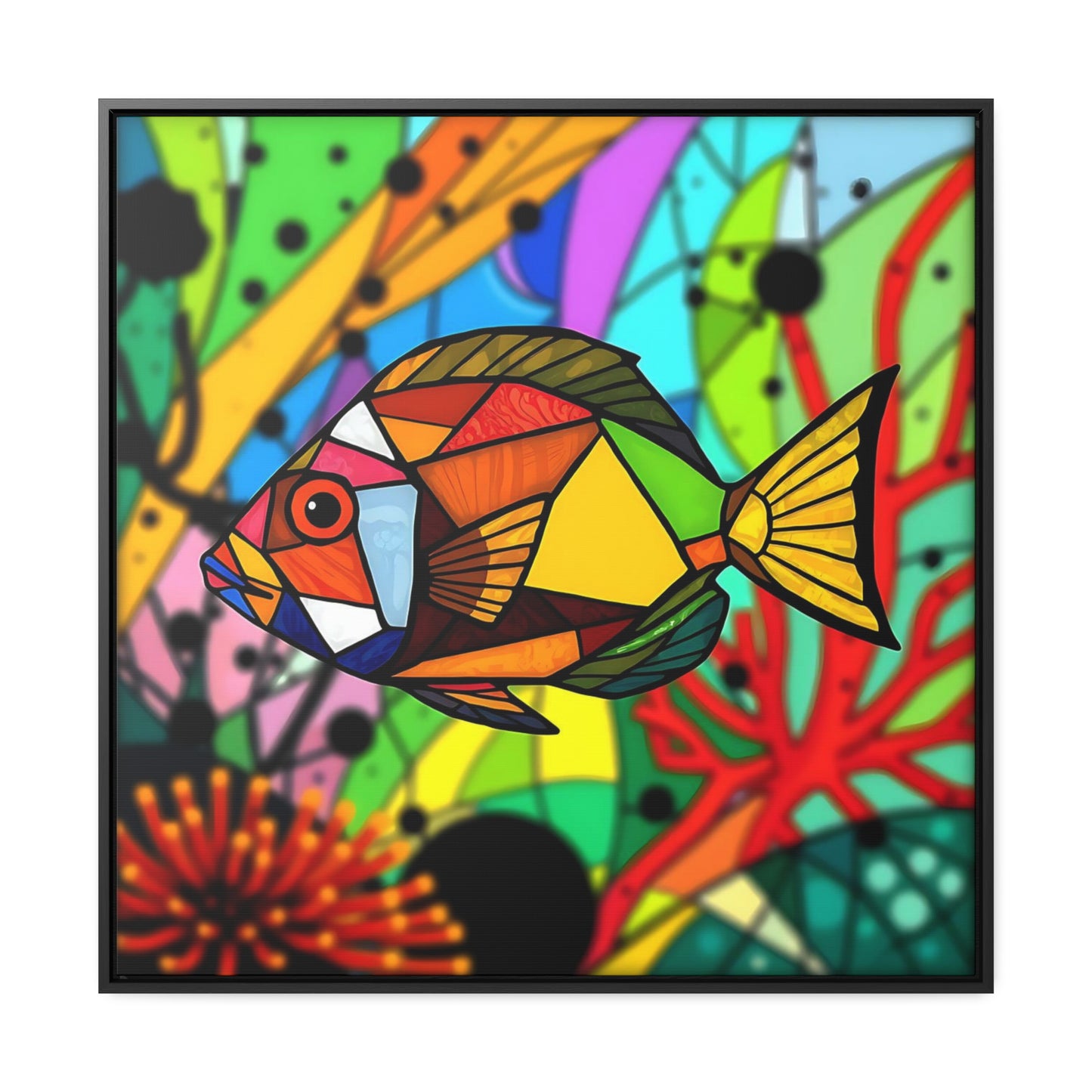 T Fish 5 Gallery Canvas Wraps, Square Frame