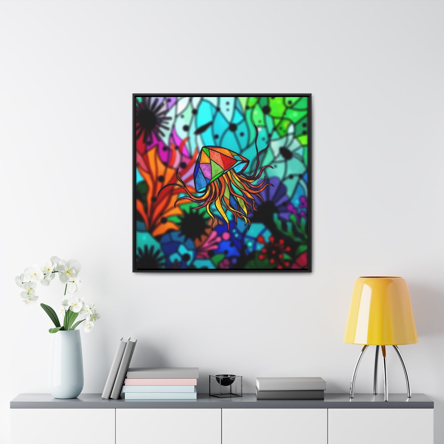 Jellyfish Gallery Canvas Wraps, Square Frame