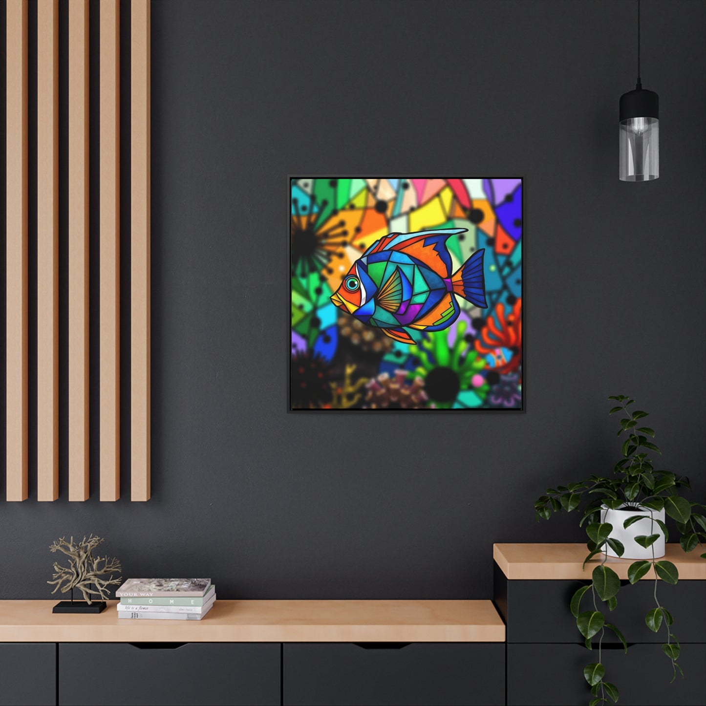 T Fish 3 Gallery Canvas Wraps, Square Frame