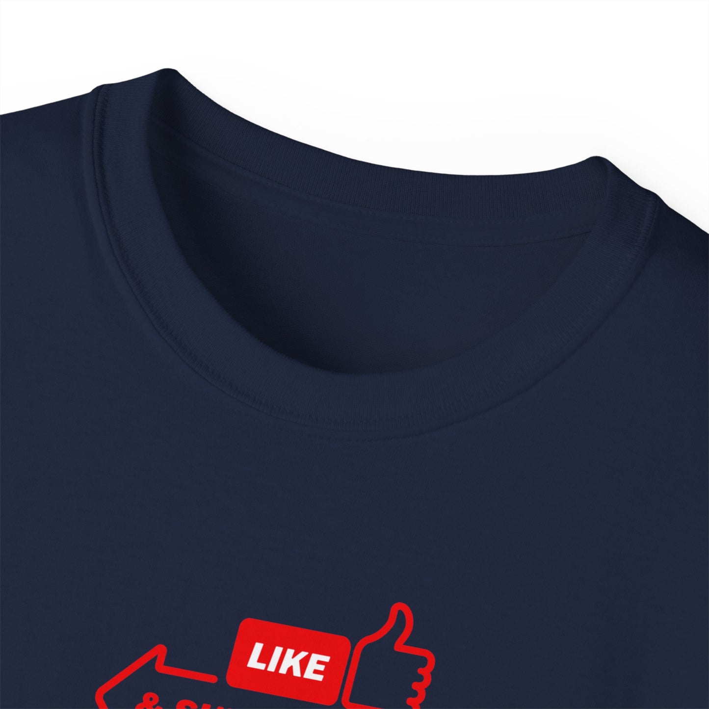 Funny Unisex Tee - "Like and subscribe" Dark theme