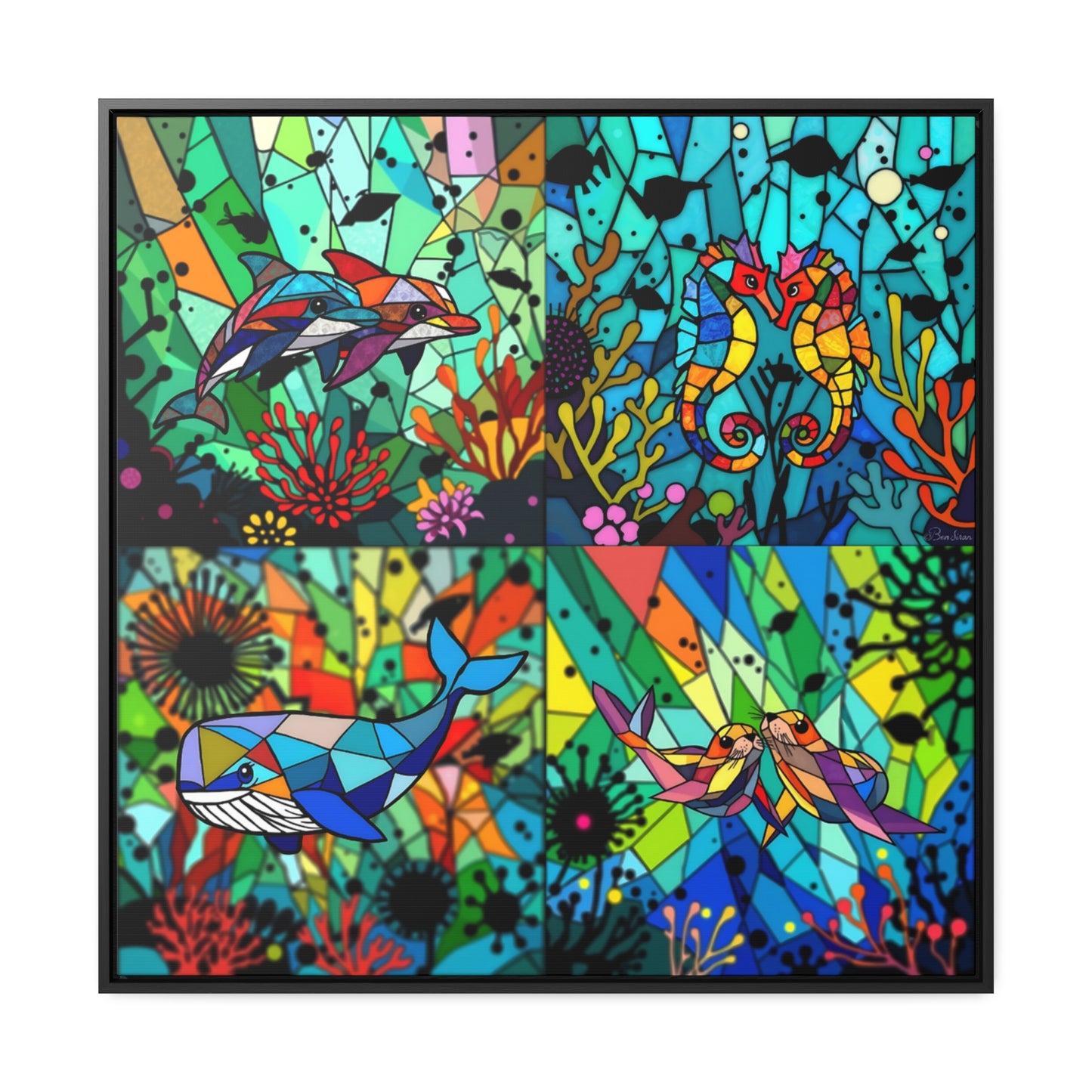 Combo sealife Gallery Canvas Wraps, Square Frame