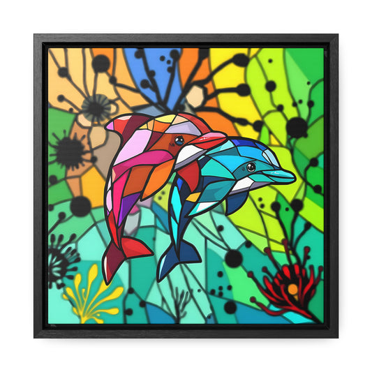 Dolphin Pair Gallery Canvas Wraps, Square Frame