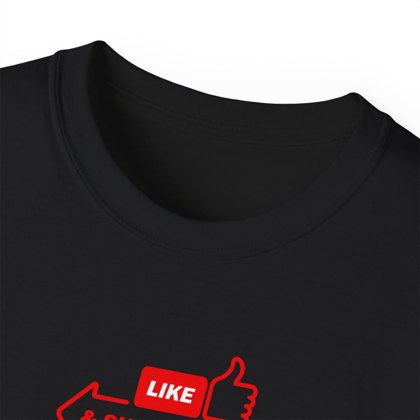 Funny Unisex Tee - "Like and subscribe" Dark theme