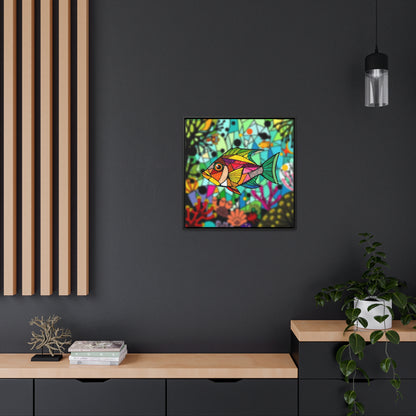 T Fish 2 Gallery Canvas Wraps, Square Frame