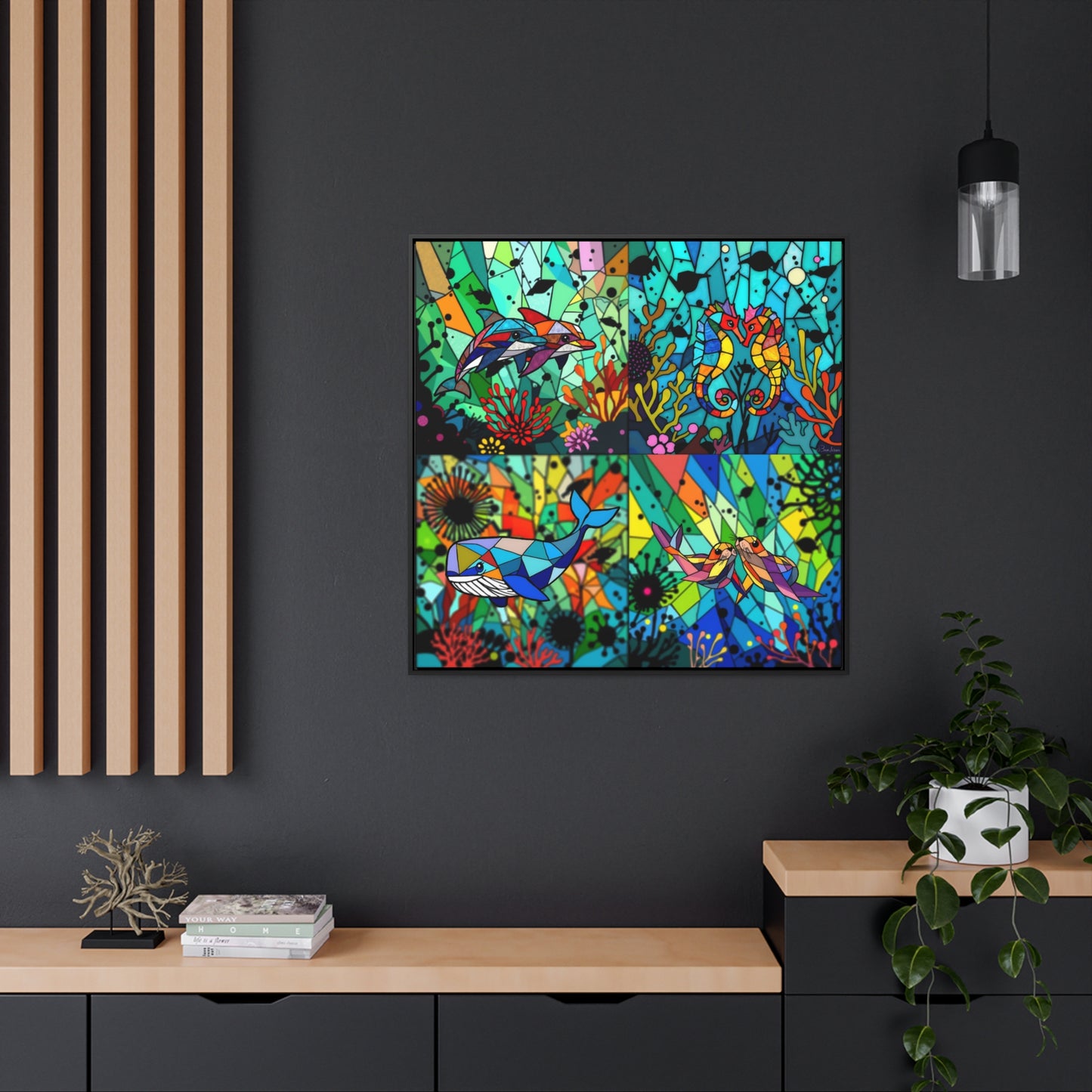 Combo sealife Gallery Canvas Wraps, Square Frame