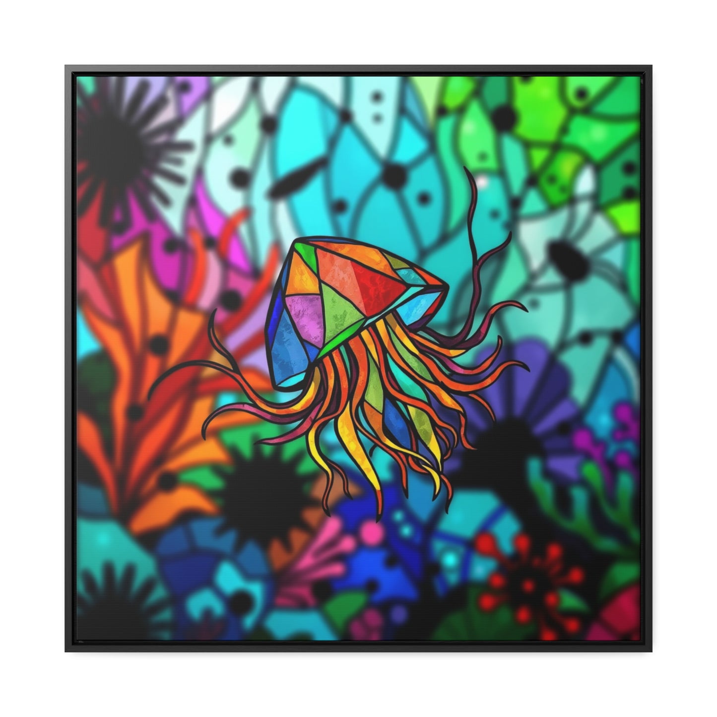 Jellyfish Gallery Canvas Wraps, Square Frame