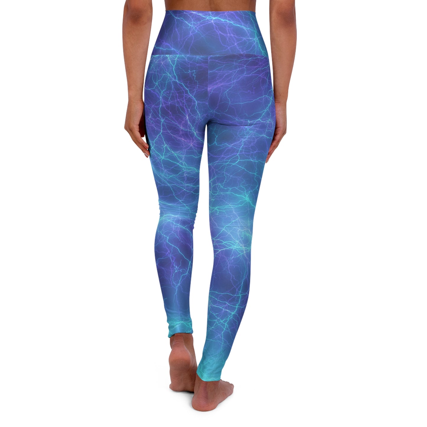 Blue Lightning High Waisted Yoga Leggings (AOP)