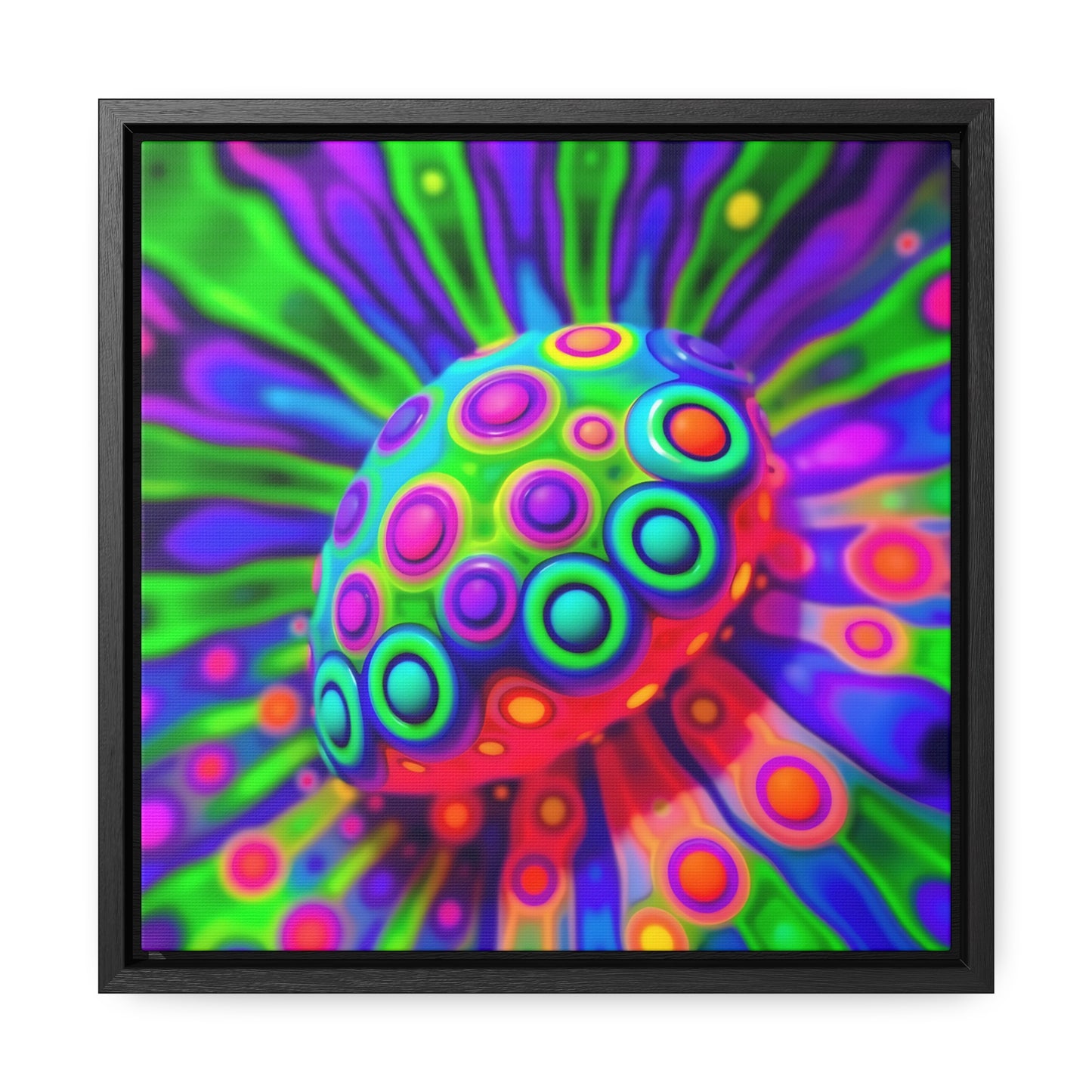 UFO Slug Canvas Wrap Wall Art - AI-Generated Square Frame Print, Walnut and Black Options