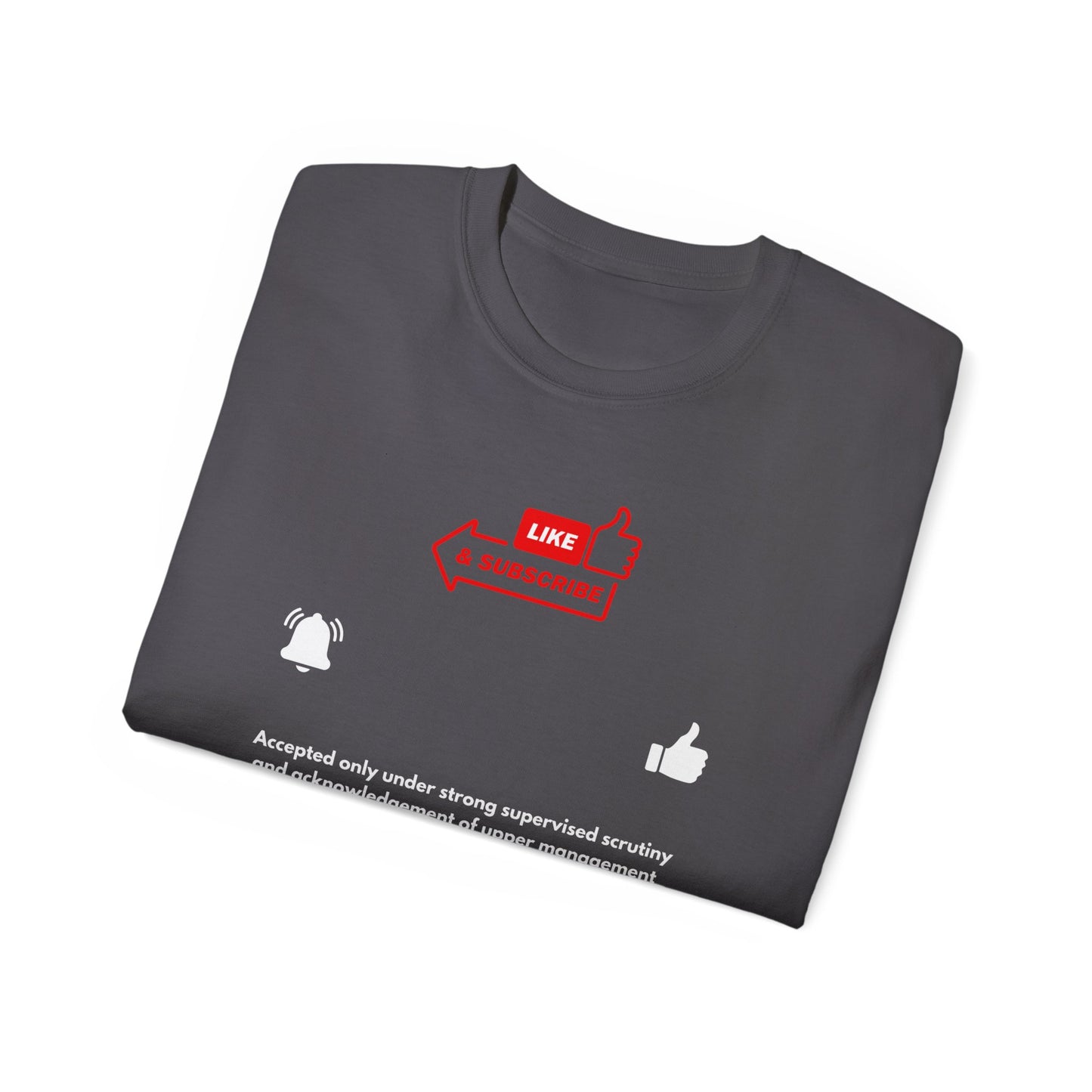 Funny Unisex Tee - "Like and subscribe" Dark theme