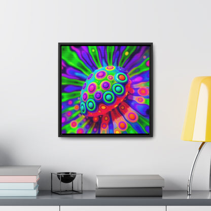 UFO Slug Canvas Wrap Wall Art - AI-Generated Square Frame Print, Walnut and Black Options