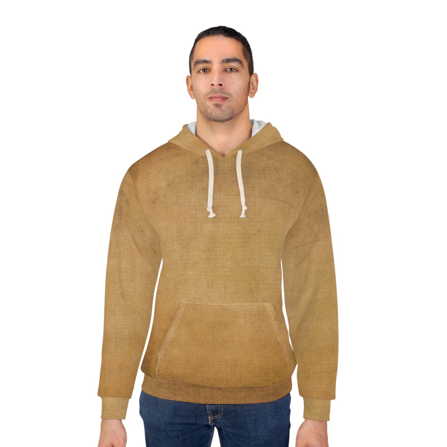 Workaholic Brown Unisex Pullover Hoodie (AOP)