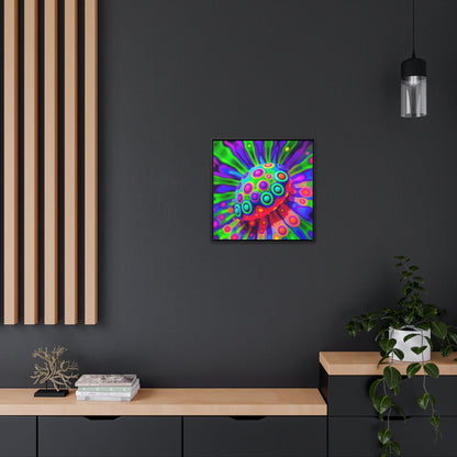 UFO Slug Canvas Wrap Wall Art - AI-Generated Square Frame Print, Walnut and Black Options