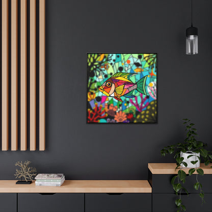 T Fish 2 Gallery Canvas Wraps, Square Frame