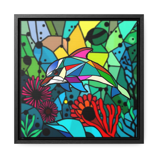 Dolphin 3 Gallery Canvas Wraps, Square Frame